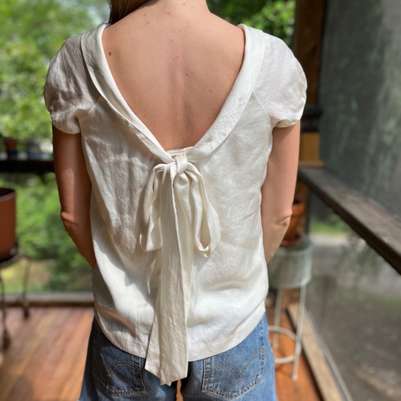 Silk white Mint shortsleeve blouse - Picture 3 of 3